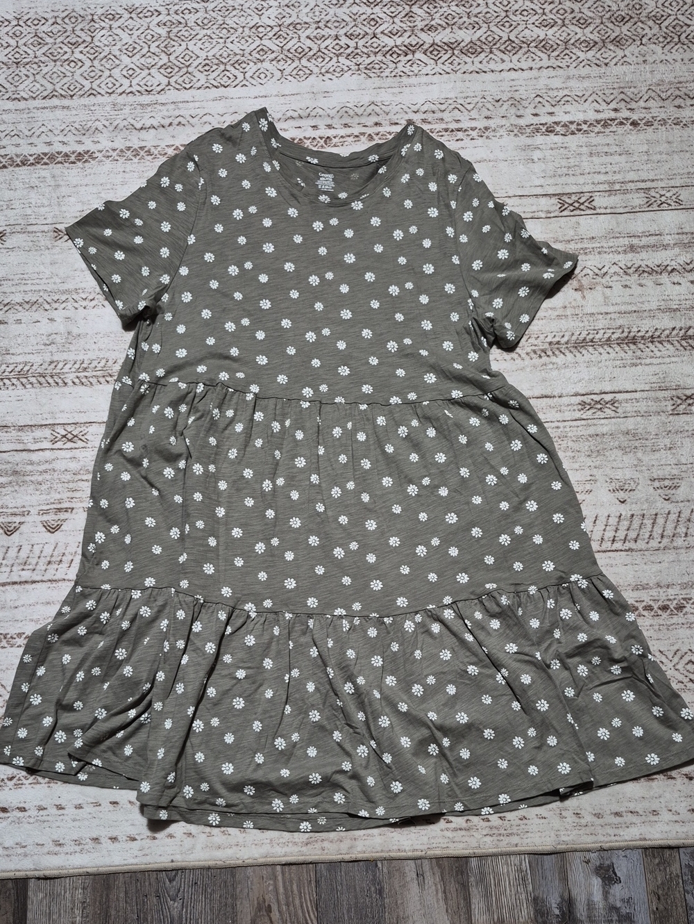 George Olive Green Daisy Tiered Midi Dress With Pockets